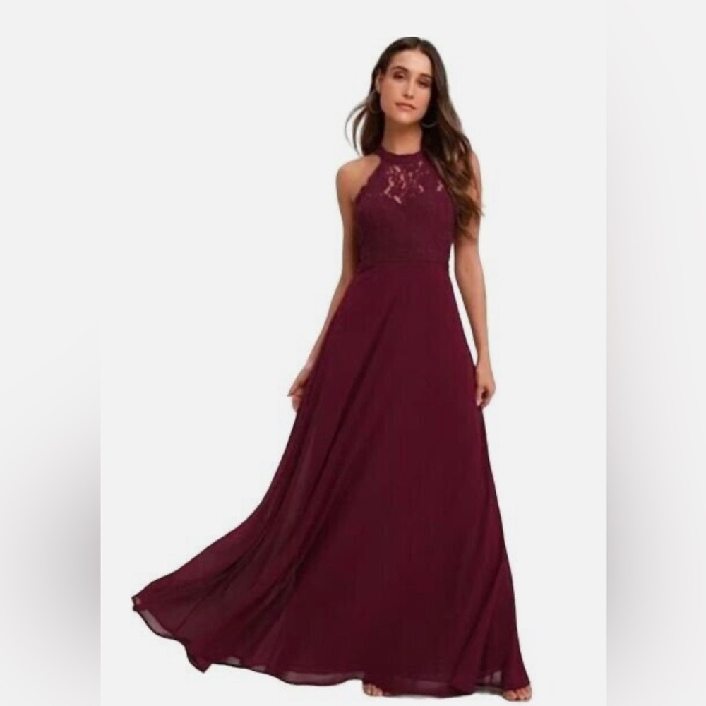 Lulu’s Burgundy Floor Length Dress